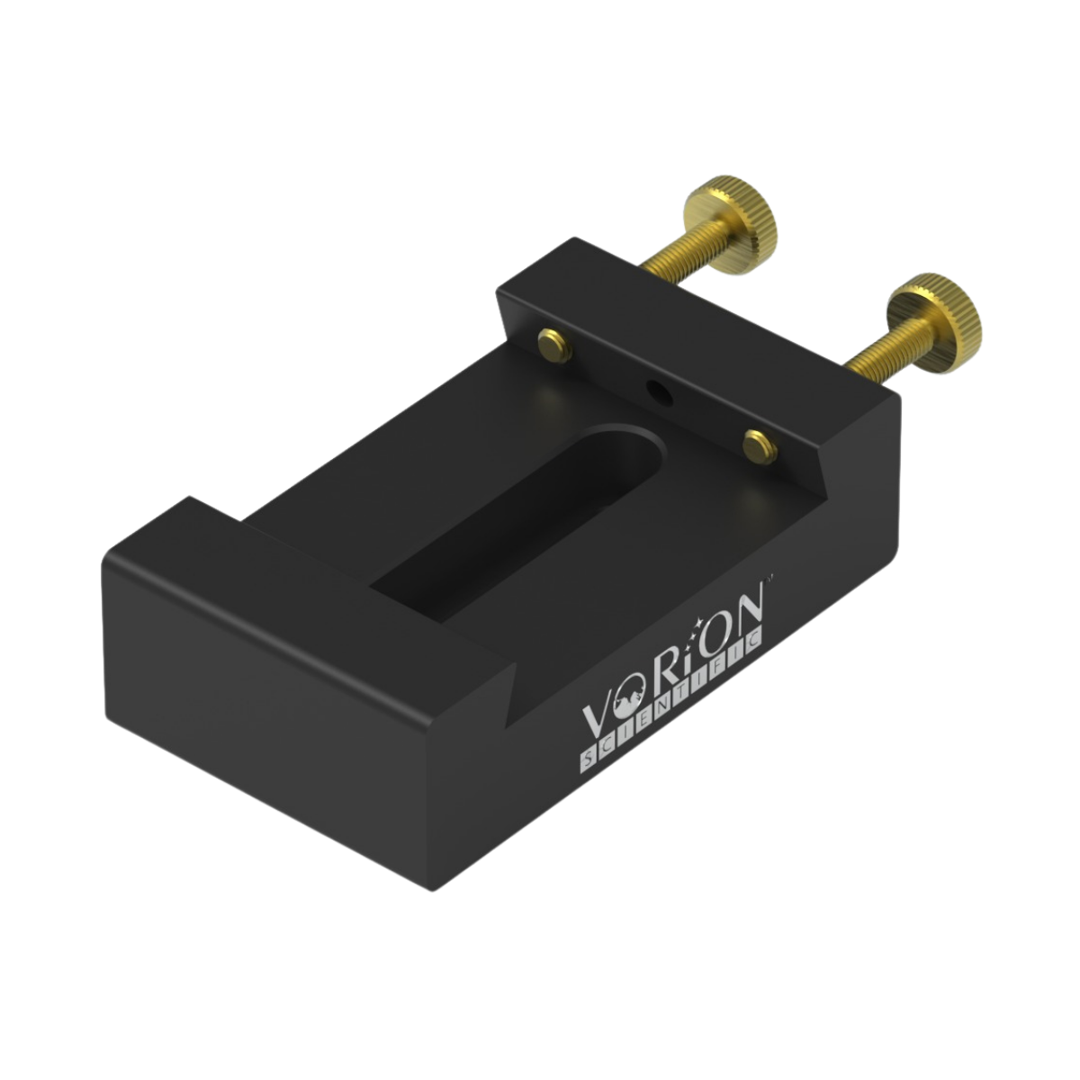 Side image of VorionScientific Simple Vixen Rectangular Clamp with Center Slot