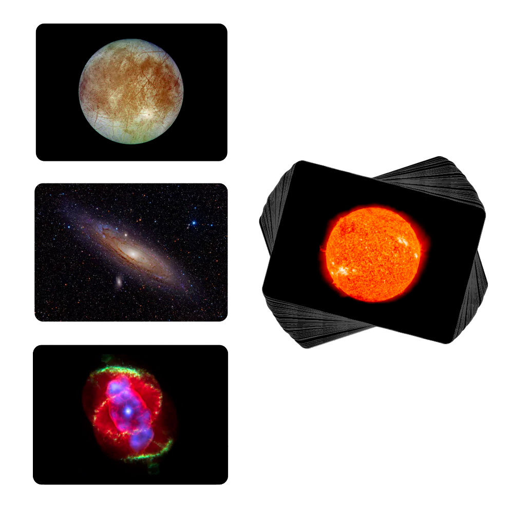 Side view of CardDia Solar System Objects, Stars and Galaxies Flashcards