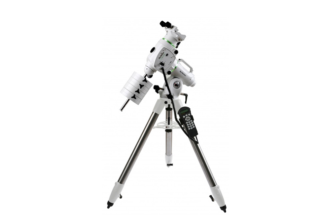 Side view of Sky-Watcher EQ6-R Pro equatorial mount with tripod