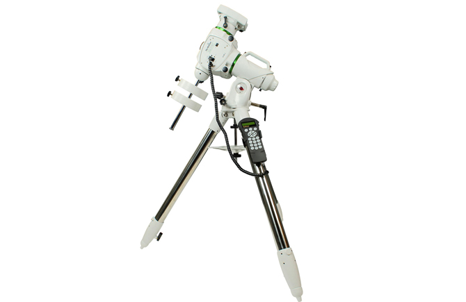 Side view of Sky-Watcher EQ6-R Pro equatorial mount with tripod