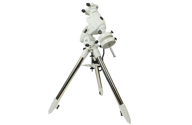 Side view of Sky-Watcher EQ6-R Pro equatorial mount with tripod
