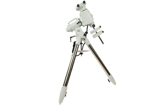 Side view of Sky-Watcher EQ6-R Pro equatorial mount with tripod