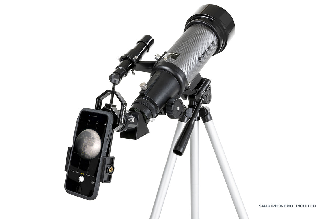 Side view of Celestron Travel Scope 70 DX Portable Telescope with Smartphone Adaptor