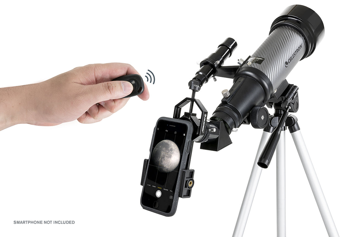 Side view of Celestron Travel Scope 70 DX Portable Telescope with Smartphone Adaptor