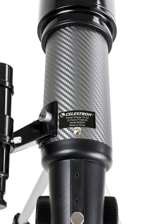 Side view of Celestron Travel Scope 70 DX Portable Telescope with Smartphone Adaptor