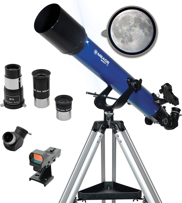 Side view of MEADE INFINITY 70/700mm – Telescope > Refractor Telescopes | Shop at Vorion Scientific India