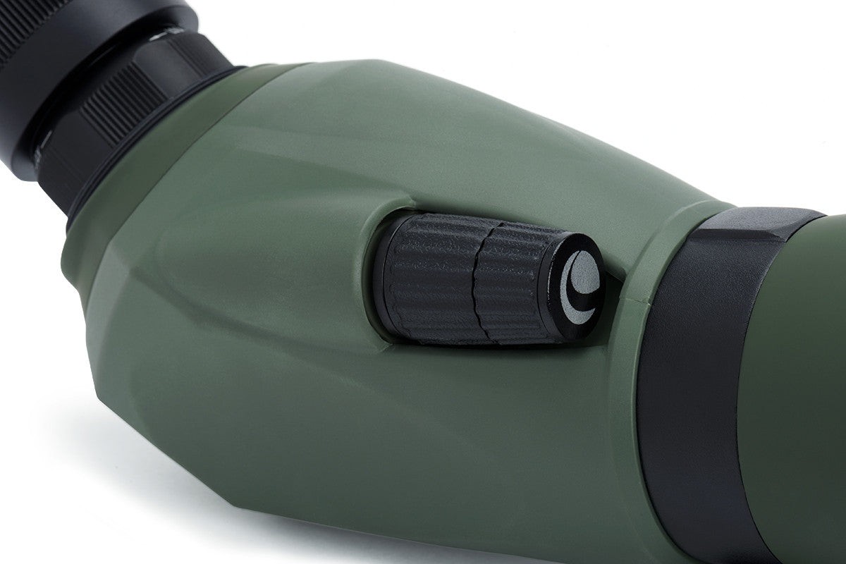 SIDE VIEW OF CELESTRON SPOTTING SCOPE REGAL M2 16-48X65MM ED ANGLED ZOOM