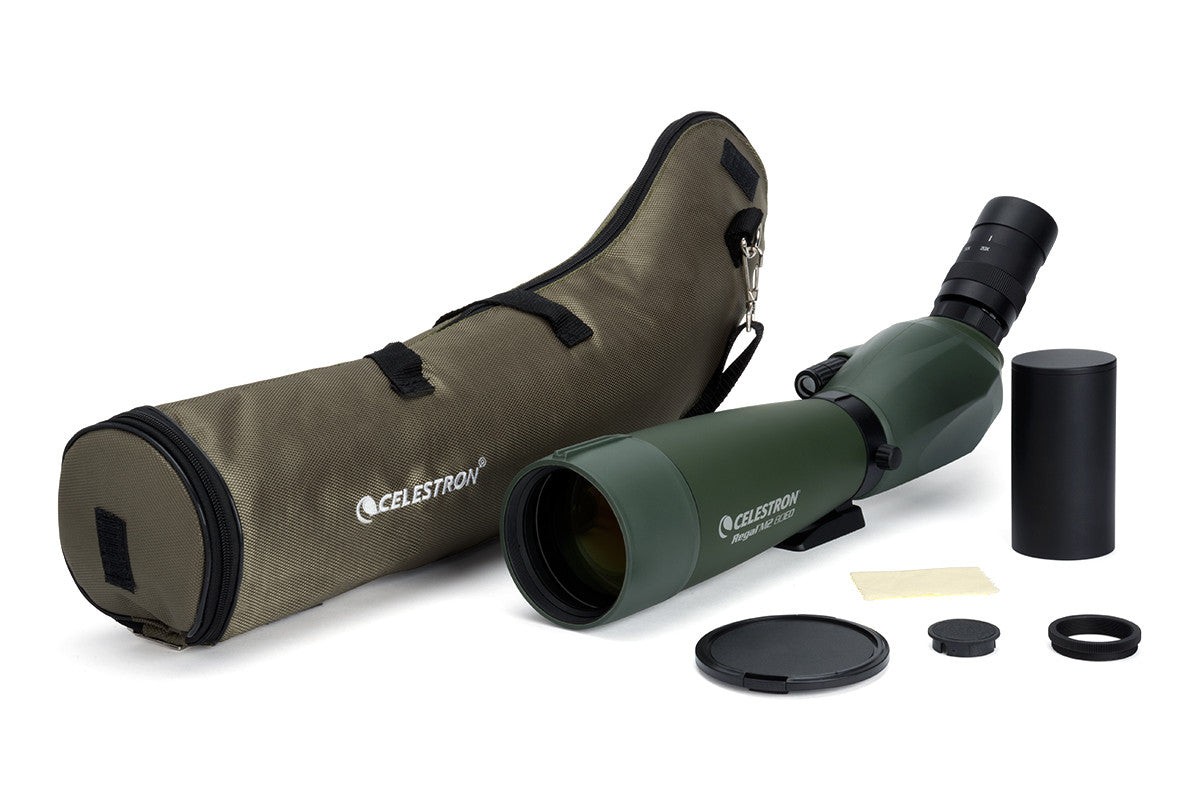 Side view of CELESTRON SPOTTING SCOPE REGAL M2 20-60X80MM ED ANGLED ZOOM