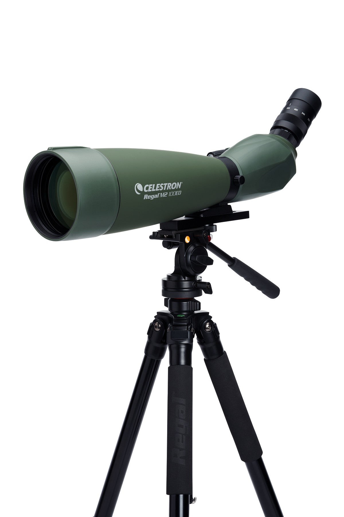 Side view of CELESTRON SPOTTING SCOPE REGAL M2 22-67X100MM ED ANGLED ZOOM