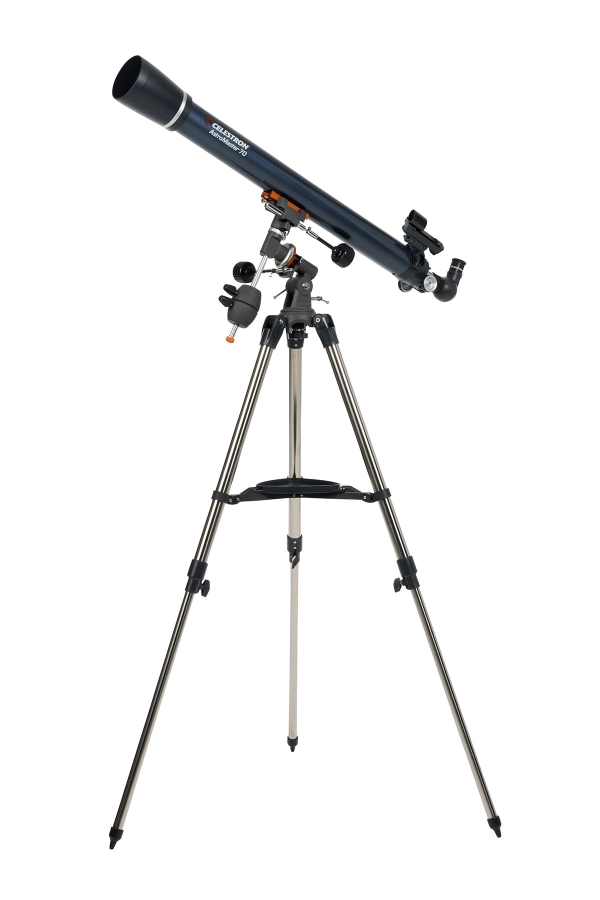 Side view of Celestron AstroMaster 70EQ Telescope