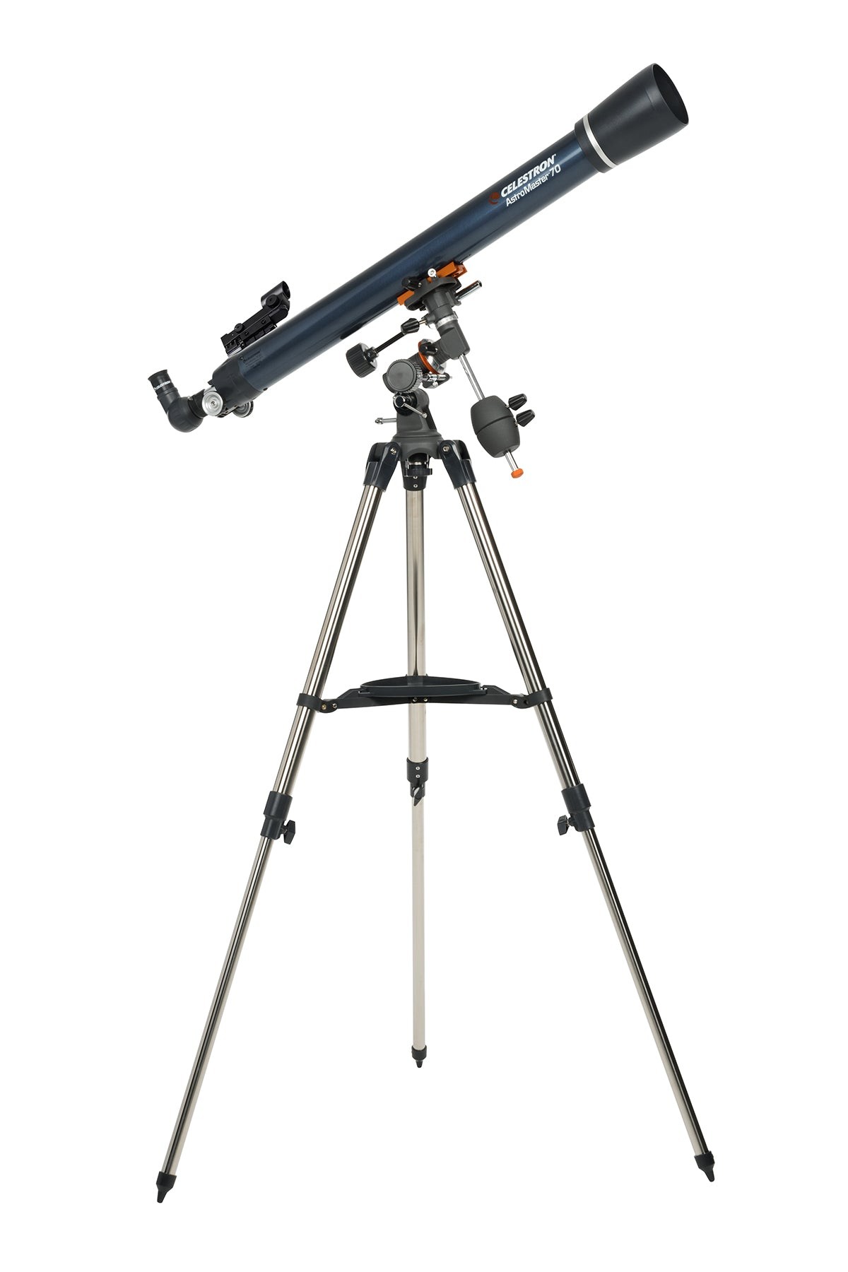 Side view of Celestron AstroMaster 70EQ Telescope
