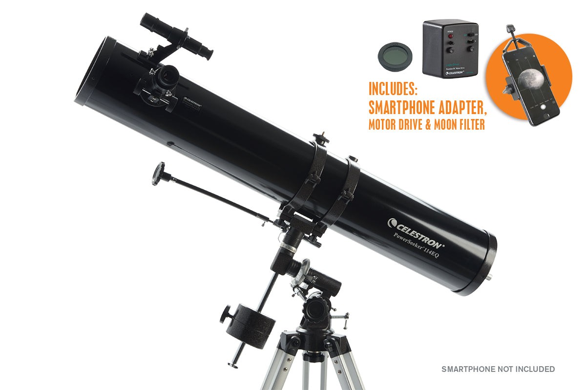 Main image of Celestron PowerSeeker 114EQ Telescope with Motor Drive and Phone Adapter