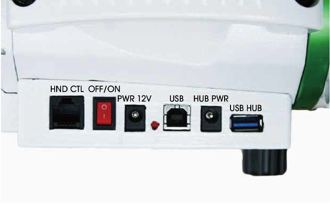 Sky-Watcher HEQ5-R Pro telescope mount control panel showing electrical and communication connections