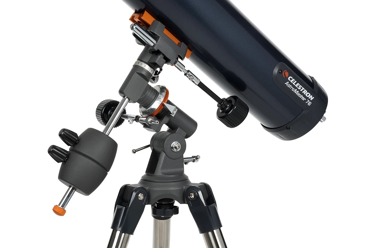 Side view of Celestron Astromaster 76EQ Telescope – Telescope > Reflector Telescopes | Shop at Vorion Scientific India
