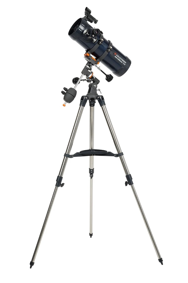 Side view of Celestron Astromaster 114EQ Telescope – Telescope > Reflector Telescopes | Shop at Vorion Scientific India