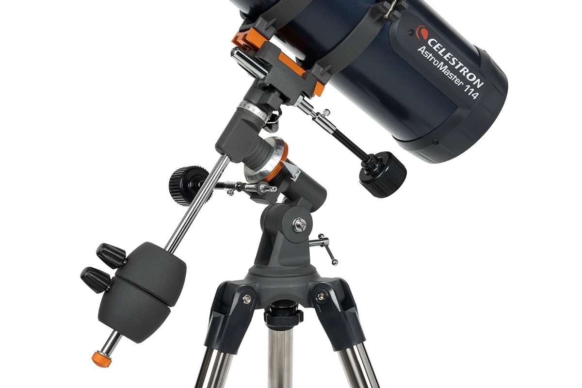 Side view of Celestron Astromaster 114EQ Telescope – Telescope > Reflector Telescopes | Shop at Vorion Scientific India