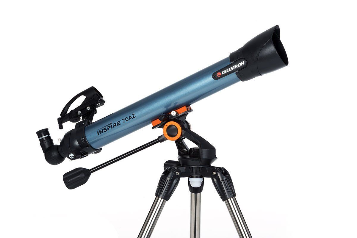 Side view of CELESTRON INSPIRE 70AZ REFRACTOR TELESCOPE – Telescope > Refractor Telescopes | Shop at Vorion Scientific India