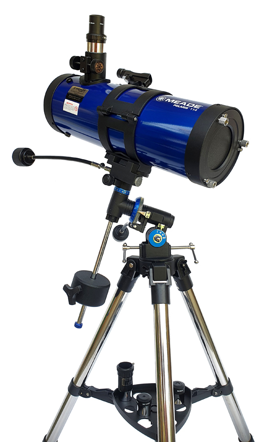 Side view of MEADE POLARIS 114/1000 EQ – Telescope > Reflector Telescopes | Shop at Vorion Scientific India
