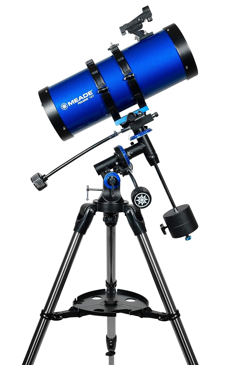 Side view of MEADE POLARIS 127 /1000 EQ – Telescope > Reflector Telescopes | Shop at Vorion Scientific India