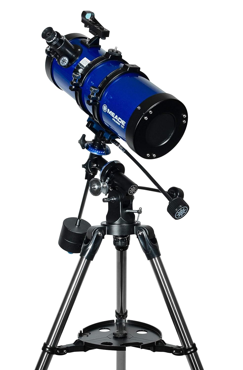 Side view of MEADE POLARIS 127 /1000 EQ – Telescope > Reflector Telescopes | Shop at Vorion Scientific India