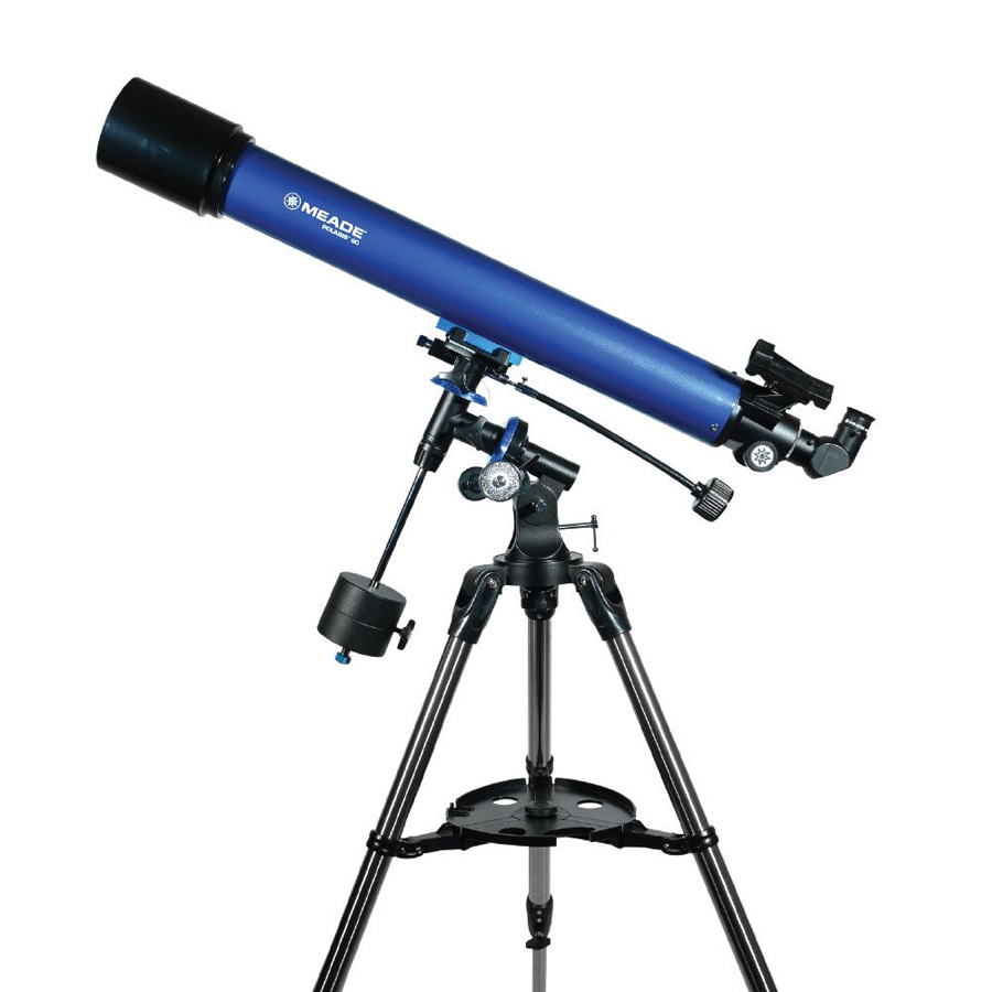 Side view of MEADE Polaris 90 EQ Refractor Telescope – Telescope > Refractor Telescopes | Shop at Vorion Scientific India