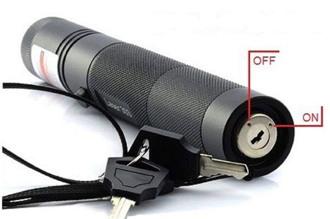 Side view of Adjustable Green Laser Pointer with Safety Key (Black) and Charger – Accessories > Miscellaneous Accessories | Shop at Vorion Scientific India