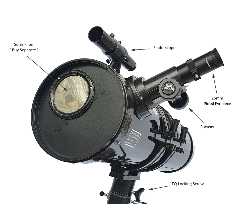 Side view of STAR TRACKER 150 / 750 EQ – Telescope > Reflector Telescopes | Shop at Vorion Scientific India