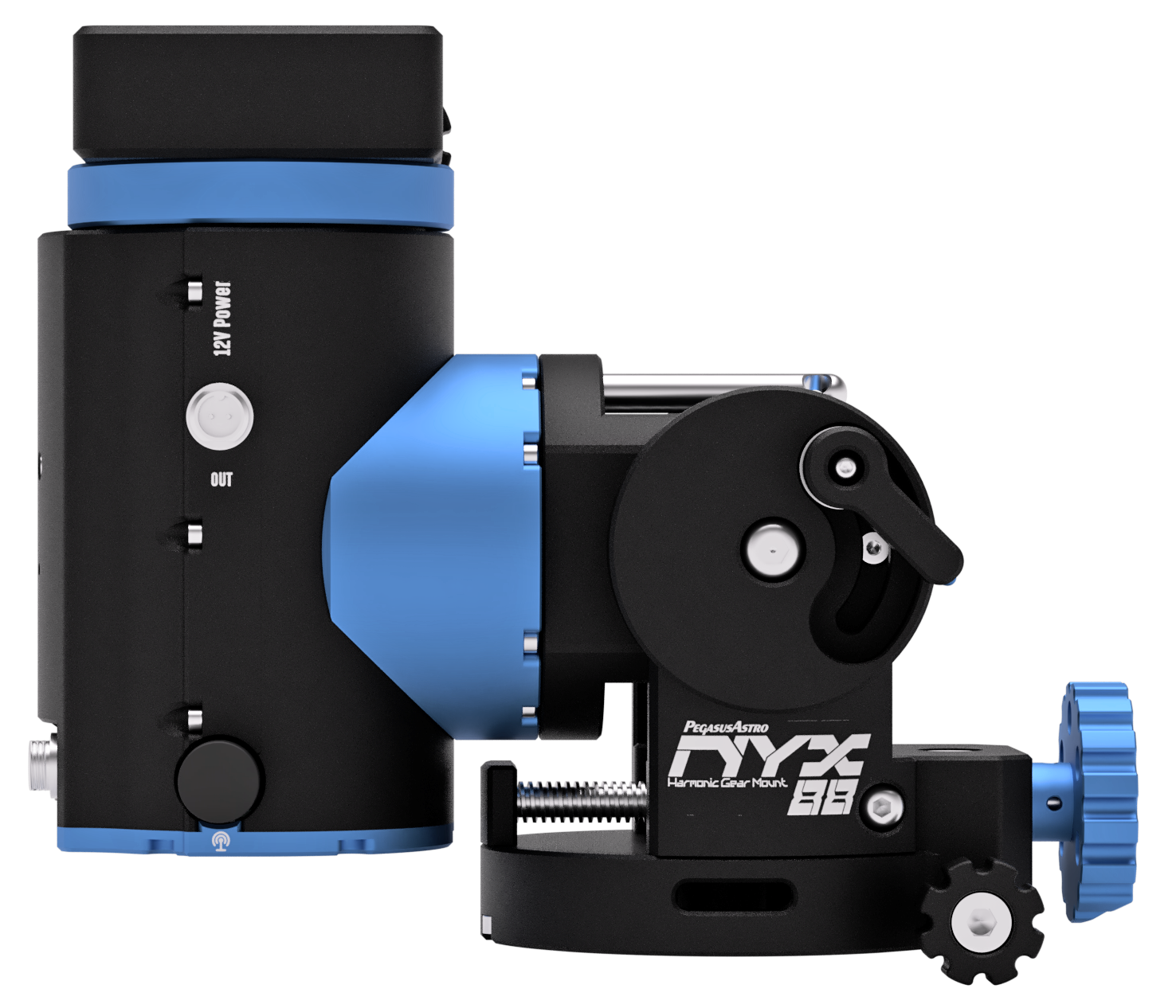 Side view of Pegasus Astro NYX-88 Harmonic Gear Mount – Mounts > Equatorial Mount | Shop at Vorion Scientific India